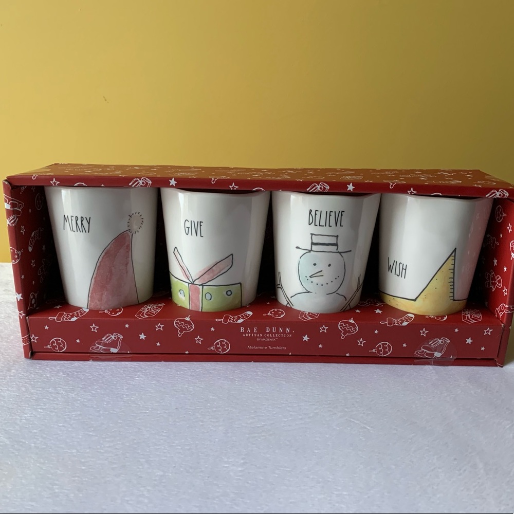 Rae Dunn Melamine Christmas Tumblers Set Of 4